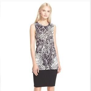 Large Vince animal print black & white sleeveless tunic top